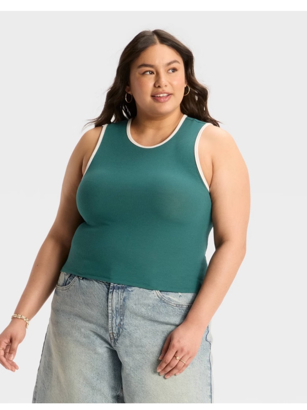 wild fable Teal Tank Top with White Trim